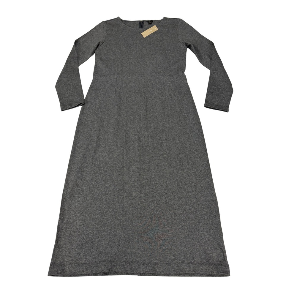 J.Crew Womens Gray Cotton Long Sleeve Midi Dress Charcoal Heather Size 6 NWT